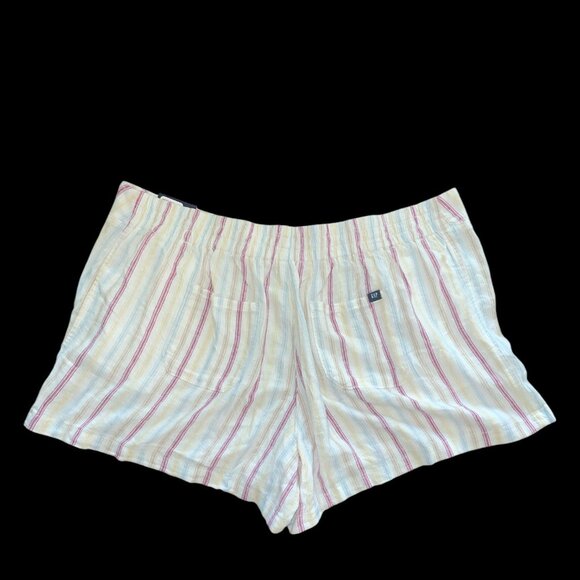 Gap Womens XXL Linen Blend Striped Shorts W/ Side & Back Pockets Elastic Waistba - Picture 2 of 10